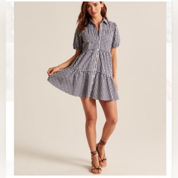 Abercrombie‎ & Fitch, Poplin Collared Shirt Dress, Navy and White, Size XS - Picture 1 of 11